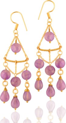 PearlzGallery Pear and Coin Shaped Amethyst Earrings for Girls and Women Pearl Alloy Drops & Danglers