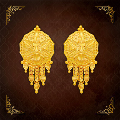 LUV FASHION Traditional Micron Plared Premium Collation Earrings Brass Stud Earring