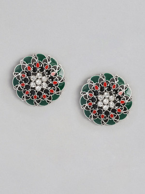 Sangria Multi-Coloured Enamelled Stone Studded Oversized Studs Alloy Stud Earring