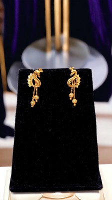 Royal Covering Peacock Designed 1 Gram Gold Plated Drop/Jhumki Earring for Women & Girls, Copper, Brass Drops & Danglers, Earring Set