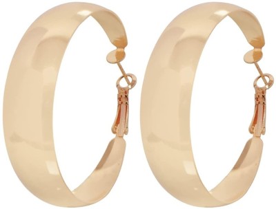 fabula Gold Tone Thick Chunky Fashion Party-Wear Hoop Earring for Women & Girls Beads, Crystal Alloy Hoop Earring