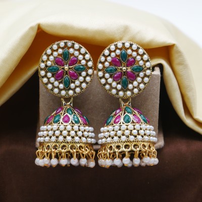 Antico Traditional Ethnic Pearl Jhumka Jhumki Earrings for Girls and Women Pearl Alloy Jhumki Earring, Drops & Danglers, Chandbali Earring