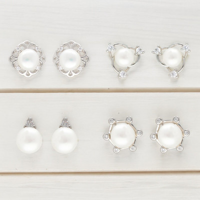 Sri Jagdamba Pearls Work Wear Combo Of 4 Pair Earrings Pearl Alloy Stud Earring