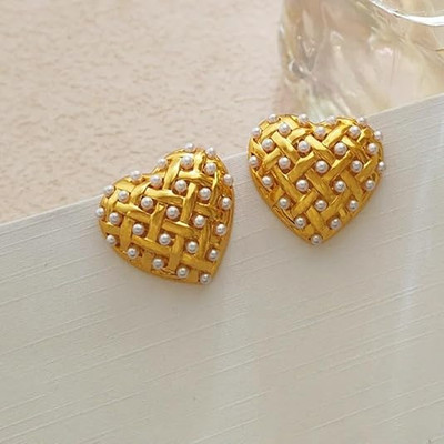 Lila Fashion Jewelry Light Luxury Pearl Korean Heart Earrings For Women Stud Earring Stainless Steel Stud Earring