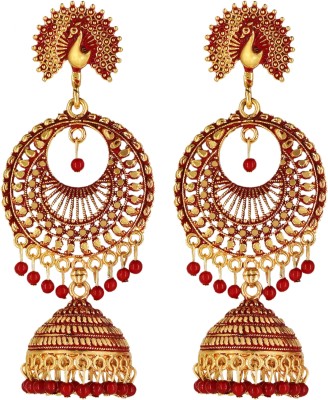 Fashion Frill Feminine Statement Peacock Design Party Wear Earrings Brass Jhumki Earring