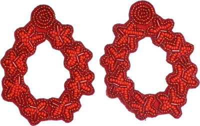 quirkify Red Beaded Earring Fabric Earring Set
