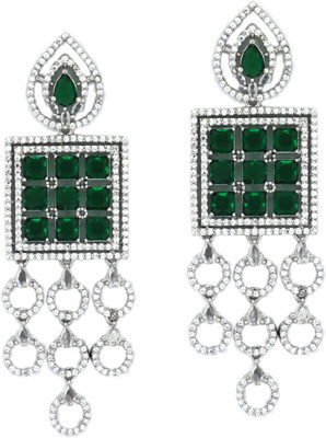 IKSAVA AD and emrald dangle earrings Diamond Brass Drops & Danglers