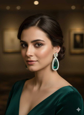 naitika arts 699 Crystal Brass Drops & Danglers