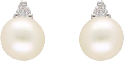 Sri Jagdamba Pearls Cherished Pearl Earrings Cubic Zirconia Stone Stud Earring