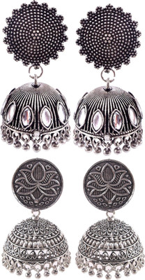 Haniya Oxidized Silver plated handmade Jhumka Jhumki Earrings German Silver, Brass Jhumki Earring