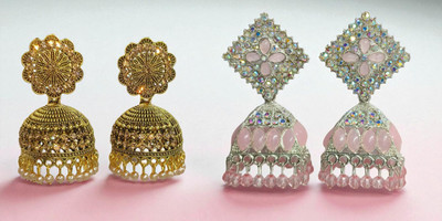 OKU Oxidized 3 Layered Beaded Chandbali Earrings for Women with pearl (Orange) Alloy Jhumki Earring