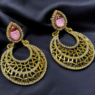 Purple stone ER 15 Pink Alloy Stud Earring