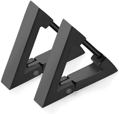 house of common Piyush Enterprises Stylish Black Unisex Triangle Hoop Stud Earrings Stainless Steel Hoop Earring