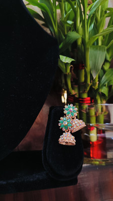 MHASAH Celestial Floral Crystal Jhumka Earring Crystal, Pearl Alloy Jhumki Earring