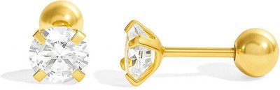 Elinor Jewels 3MM Stud Earrings 18K Gold Plated Stainless Steel Jewelry for Women Stainless Steel Stud Earring