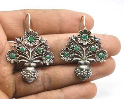 Prembhaya Earring133GREEN German Silver Drops & Danglers