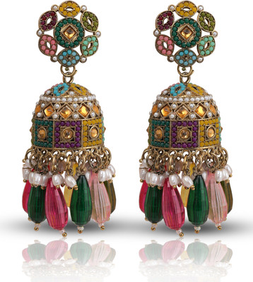 jodira Stylish And Trendy Multicolour Jhumki Earings For Girls & Women Pearl Brass Jhumki Earring