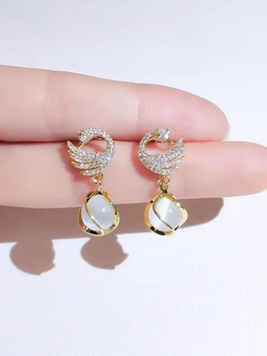 MAHADEV CREATION SWAN PEARL EARRING Crystal Alloy Stud Earring