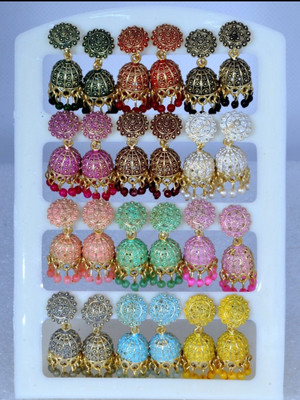 Vriti Imitation Small (Combo Of 12 Color) Alloy Jhumki Earring