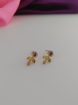 DELOCRAFT Graceful Women's American Diamond Earrings for Wedding & Festivals (Pack of 1) Diamond Brass, Alloy Stud Earring
