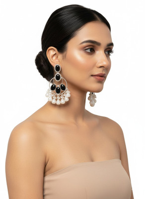 Fatima Traditional Fancy Ruby Stone Kundan Premium Chandbali Kundan Meenakari Earrings Beads Alloy Jhumki Earring