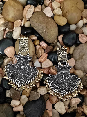 alysa Premium Quality Light Weight Two Tone Oxidized Earrings for Women and Girls Brass Drops & Danglers