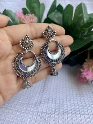 Ananta Crafts German Silver Oxidised Earrings Alloy Chandbali Earring, Clip-on Earring