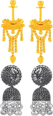 Raj And Deb Premium Silver Oxidiesd Pated Daily Wear Earrings For Daily Wear Brass, Alloy Jhumki Earring