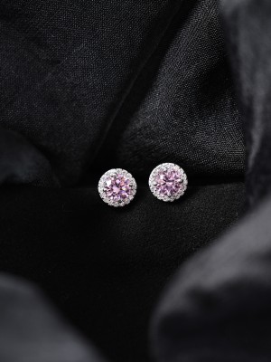 CLARA Tove Pink Solitaire Cubic Zirconia Sterling Silver Stud Earring