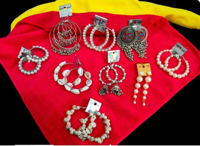 Mystory PEARLS AND OXIDISED EARRING Agate Alloy Earring Set