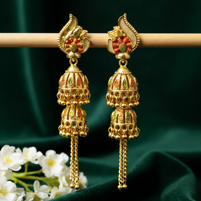 ABC Traditional Gold Plated Temple Alloy Jhumki Earring
