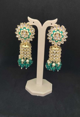 Jagruti Imitation Stylish Traditional Indian New Look Gold Plated Jhumka Earrings Beads Alloy Jhumki Earring