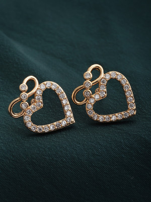 ANOUK Women Gold-Toned Heart Shaped Studs Earrings Brass Drops & Danglers