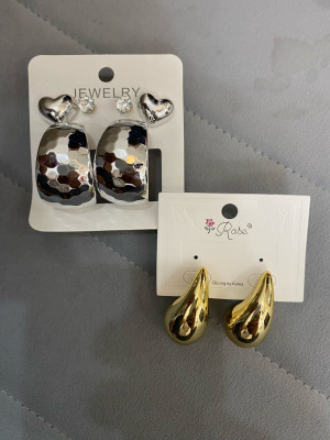 ASKH Fashion Gold and Silver Askh Earing set of 2 Alloy Hoop Earring