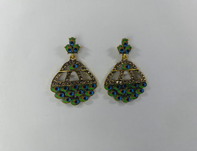 AZTAZ Trendy Peacock Feather Design Earrings for Women & Girls Alloy Chandbali Earring