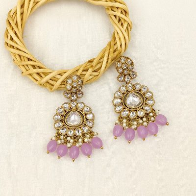 DANGAR ENTERPRISE Traditional Kundan Drop Earrings for Women | Partywear Ethnic Jewellery | Alloy Drops & Danglers