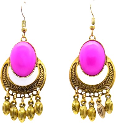 RR Traders Gleaming Ghungroo Drop Dangle Earrings Cubic Zirconia Alloy Drops & Danglers, Chandbali Earring