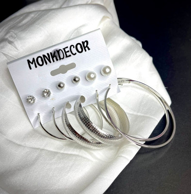 MONKDECOR Attractive Design Earrings For Various Occasion (Card Pack of 6) Alloy Stud Earring, Hoop Earring