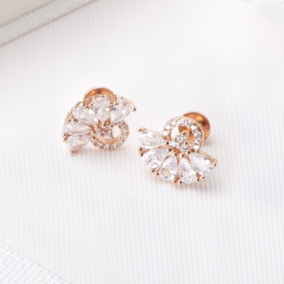 ZAVYA Radiant Rose Gold Gleam Cubic Zirconia 925 Sterling Silver Earrings Cubic Zirconia Sterling Silver Stud Earring