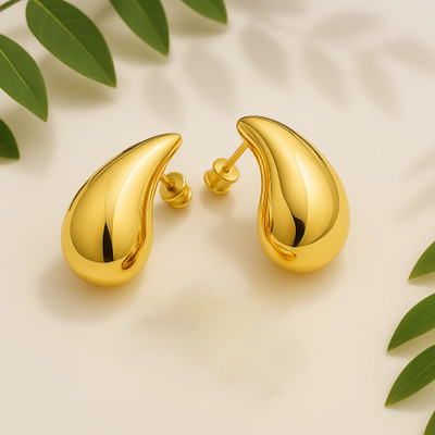 Nahmiz Trends Latest Trendy Golden Plated Water Drops Alloy Hoop Earring Alloy Stud Earring