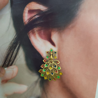 Menmai Womens New Golden & Pink Combo Earrings(Pack of 2) Beads Gold, Brass Jhumki Earring