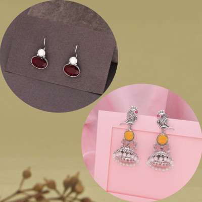 Vedda Silver Earring for Women & Girls Beads Brass Drops & Danglers, Stud Earring