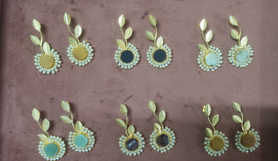 Divinora Floral Drop Earrings with Pearls Brass Drops & Danglers