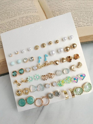Dressberry New Combo Of 30 Quirky Multicolour Stud Earrings For Women For Women And Girls Alloy Stud Earring