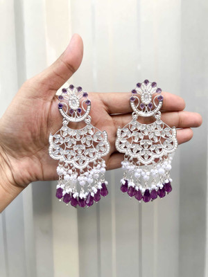 Alasca Silver Plated Earring for Women & Girls Diamond Brass Drops & Danglers