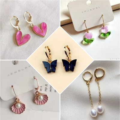 ELCETRATD JEWELLERY shimmering beautiful pack of 5 earrings combo for women and girls Cubic Zirconia Alloy Cuff Earring