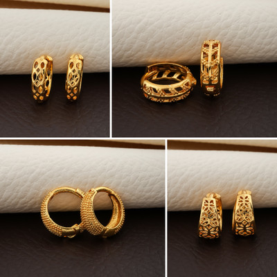 Weroxa Combo Of 4 Brass Huggie Earring