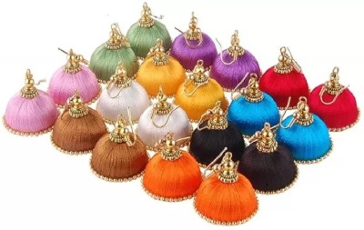 AVCRAFT Handmade Hook Silk Thread Jhumkas For Women/Girls Fabric, Silk Dori, Alloy Jhumki Earring