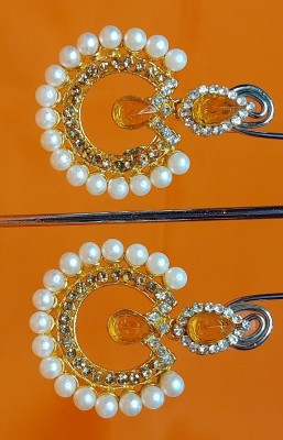 SHREE MAULI CREATION Golden stone tilak pearl LCD earrings Alloy Chandbali Earring