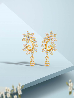 Miss Highness 925 Silver Floral Zircon Diamond Drop Earrings – Jewelry Gift for Women & Girls Cubic Zirconia Sterling Silver Earring Set, Clip-on Earring